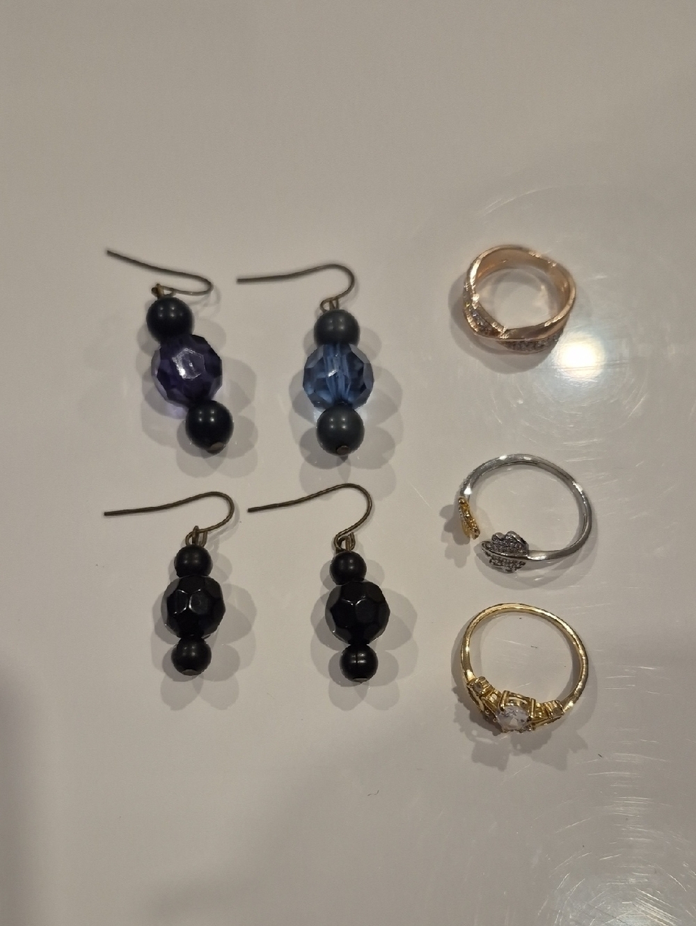 Handmade Beaded Dangle Earrings in Black and Blue - Women's Jewelry